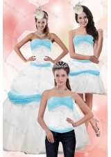 Elegant Strapless Ball Gown Quinceanera Dress with Appliques for 2015