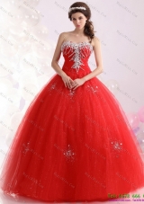 2015 Unique Sweetheart Red Sweet Sixteen Dresses with Rhinestones