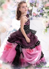 Fashionable Multi Color Ruffled 2015 Little Girl Pageant Dress with Bownot and Hand Made Flower