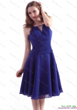 Perfect Royal Blue 2015 Knee Length Plus Size Prom Dresses with Ruching