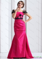 Luxurious 2015 Prom Dress with  Brush Train and Hand Made Flowers