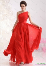 New Style and Plus Size Ruching Red One Shoulder Prom Dresses for 2015