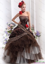 Perfect Leopard Multi Color Prom Dresses with Hand Made Flowers
