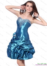 Plus Size Beading Strapless Prom Dresses with Pick Ups and Hand Made Flower