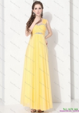2015 Plus Size Floor Length Prom Dresses with Ruching and Beading
