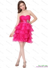 2015 Sweetheart Prom Dresses with Ruffled Layers and Beading