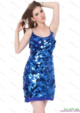 Perfect Sequins Spaghetti Straps 2015 Prom Dresses in Blue