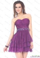 2015 Beautiful Sweetheart Mini Length Prom Dress with Sequins and Ruching