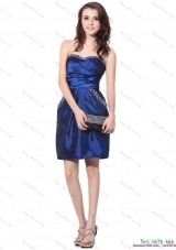 Navy Blue Sweetheart Dama Dresses with Ruching and Beading