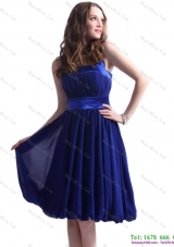 Navy Blue Halter Top Prom Dresses with Sash and Ruffles