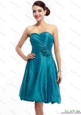 Ruching Sweetheart Prom Dresses with Hand Made Flowers