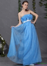 2015 Long and Plus Size Prom Dresses with Hand Made Flowers and Sash