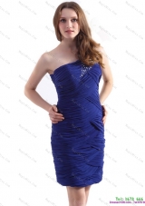 2015 One Shoulder Mini Length Prom Dress with Beading and Ruching