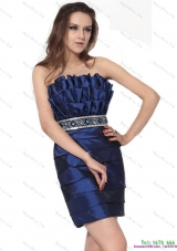 2015 Popular and Plus Size Strapless Prom Dresses with Ruching and Beading