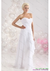 2015 Sophisticated Ruching Floor Length Prom Dress in White