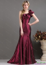 2015 Brand New and Plus Size One Shoulder Prom Dress with Brush Train