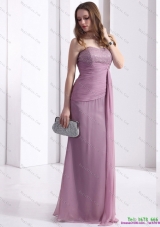 2015 Discount and Plus Size Strapless Ruching Floor Length Prom Dress in Lilac