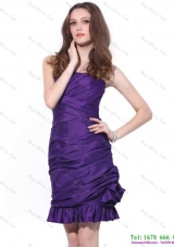 Popular 2015 Strapless Mini Length Dama Dress with Ruching