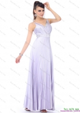 Elegant 2015 Empire V Neck Dama Dress with Pleats and Beading