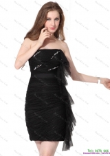 Discount 2015 Strapless Ruching Mini Length Dama Dress in Black