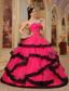 Red Ball Gown Strapless Floor-length Organza Appliques Quinceanera Dress