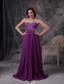 Purple Empire Sweetheart Brush Train Chiffon Beading Prom Dress