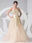 Sequin Decorate Bodice Tulle Champagne Floor-length 2013 Prom Dress