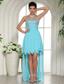 Aqua Blue Beaded Sweetheart 2013 High-low Prom Dress For Custom Made In Starkville