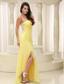 Light Yellow High Slit Prom Dress And Gown Stapless Chiffon Skirt