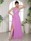 Custom Made Slit Lavender One Shoulder 2013 Prom Celebrity Dress With Ruch and Beading In New Hampshire