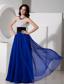 Blue Empire Sweetheart Floor-length Chiffon Beading Prom Dress