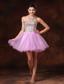 Lavender Beaded Short A-line Tulle Backless Prom Gowns For 2013 Custom Made Hottes