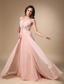 Baby Pink Empire Straps Court Train ChiffonBeading Prom / Evening Dress