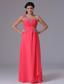 Custom Made Coral Red One Shoulder Beading and Ruch Norwich Connecticut Prom Dress