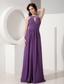 Purple Empire Scoop Neck Floor-length Chiffon Beading Prom Dress