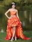 High-Low Orange Red Taffeta Prom Dress With Strapless Lace-up
