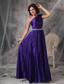 Purple Empire One Shoulder Floor-length Elastic Woven Satin Beading Prom Dress