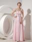 Custom Made Baby Pink Evening Dress Empire Strapless Elastic Woven Satin Beading Floor-length
