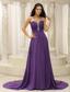 V-neck Beaded Decorate Shoulder Ruched Bodice For Prom Dress In New Jersey