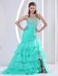 Aque Blue Ruched Layered Beaded Decorate and Ruch Bodice Sweetheart Prom Dress
