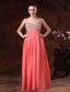 Springfield Beaded Decorate Straps and Bust Ruch Watermelon Red Chiffon Floor-length 2013 Prom / Evening Dress