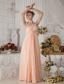 Beautiful Peach Color One Shoulder Prom Dress Brush Train Chiffon Beading