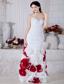 White Mermaid Sweetheart Beading and Hand Made Flowers Prom / Evening Dress Floor-length