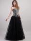 Black Column Strapless Floor-length Net Beading Prom / Celebrity Dress