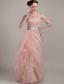 Champagne Column/Sheath One Shoulder Floor-length Organza Ruffles Prom Dress