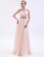 Pink Empire Straps Prom Dress Chiffon Beading Brush Train