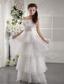 White Empire Strapless Floor-length Organza Beading Prom / Evening Dress