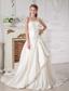 Beautiful A-line Strapless Court Train Taffeta Appliques Wedding Dress