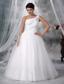 Fort Madison Iowa One Shoulder Beaded Decorate Up Bodice Taffeta and Organza Wedding Dress For 2013