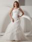 Fashionbale Mermaid V-neck Court Train Organza Ruffles Wedding Dress